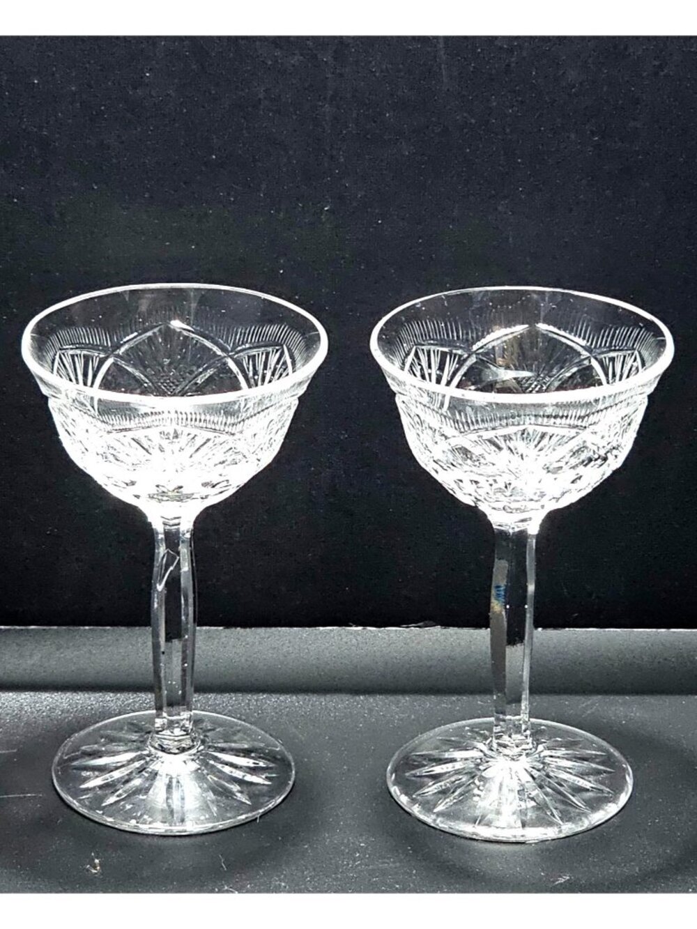 2 Vintage Bohemian Cut Crystal Cordial Glass 2oz Liqueur Stemware Elegant Barwar